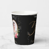 50. Geburtstag Elegantes Black Gold Custom Foto Pappbecher (Links)