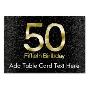 50. Geburtstag, elegantes Black Gold Glam Tischnummer