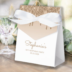 50. Geburtstag Elegantes Gold Glitter Drip Script Geschenkschachtel
