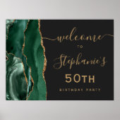 50. Geburtstag Emerald Green Gold Agate Willkommen Poster (Vorne)