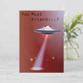 50. Geburtstag 👽 Entführung von UFO-Alien Einladung (Stehend Vorderseite)