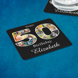 50. Geburtstag Erstellen Sie Ihr eigenes Multi-Fot Rechteckiger Pappuntersetzer