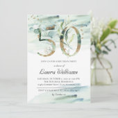 50. Geburtstag Eukalyptus Grüne Einladung (Stehend Vorderseite)