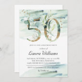 50. Geburtstag Eukalyptus Grüne Einladung (Vorne/Hinten)