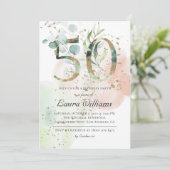 50. Geburtstag Eukalyptus Grüne Einladung (Stehend Vorderseite)