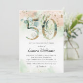 50. Geburtstag Eukalyptus Grüne Einladung (Stehend Vorderseite)