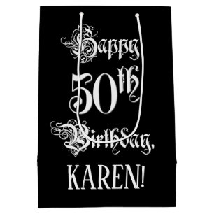50. Geburtstag: Extravagant, Elegantes Skript + In Mittlere Geschenktüte