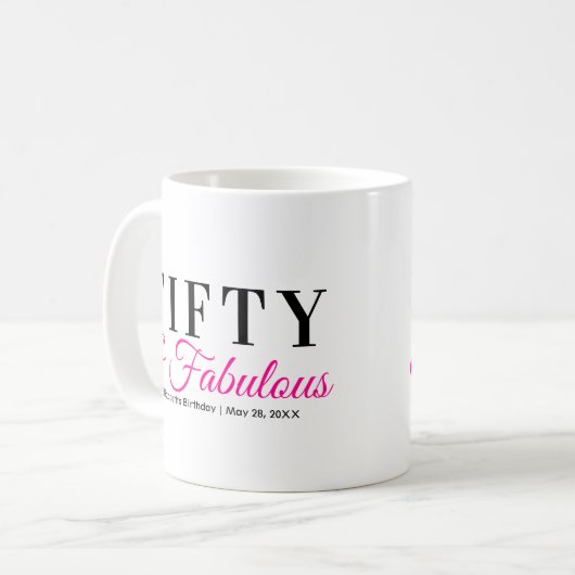 50. Geburtstag Extravagantes Hot Pink Kaffeetasse (Vorderseite Links)