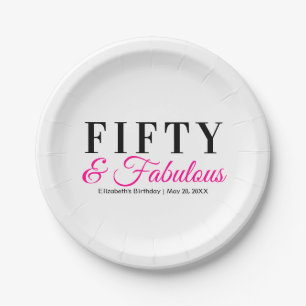 50. Geburtstag Extravagantes Hot Pink Pappteller