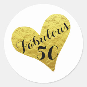 50. Geburtstag Fabelhafte 50   Goldumschlag-Siegel Runder Aufkleber