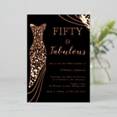 50. Geburtstag, fabelhafte Rose Gold Dress 50. Folieneinladung (Stehend vorne)