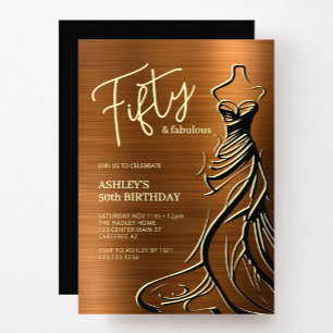 50. Geburtstag, fabelhaftes Kleid Kupfer Einladung