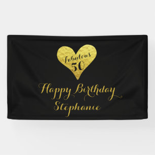 50. Geburtstag Fabulous 50 Black Imitate Gold He Banner