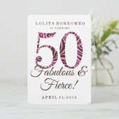 50. Geburtstag Fabulous & Fierce Party Einladung (Stehend Vorderseite)