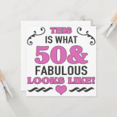 50. Geburtstag Fabulous Karte (Vorderseite/Rückseite Beispiel)
