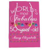 50. Geburtstag Fantastische Gemische Himbeere Rosa Mittlere Geschenktüte (Vorderseite)