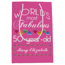 50. Geburtstag Fantastische Gemische Himbeere Rosa Mittlere Geschenktüte