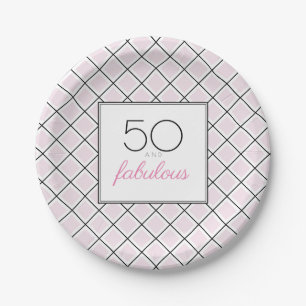 50. Geburtstag - fantastische rosa Geburtstagsfeie Pappteller