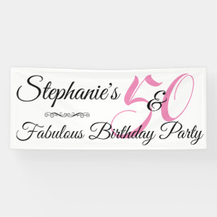 50. Geburtstag - Fantastische rosa personalisierte Banner