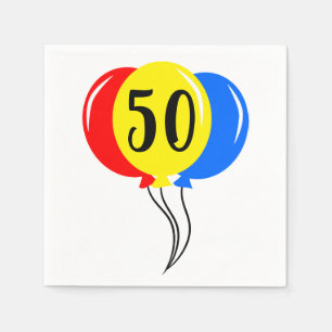 50. Geburtstag farbenfrohe Ballons Serviette