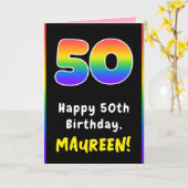 50. Geburtstag: Farbiger Regenbogen # 50, Individu Karte (Gelbe Blume)