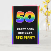 50. Geburtstag: Farbiger Regenbogen # 50, Individu Karte (Gelbe Blume)