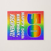 50. Geburtstag: Farbiges, lustiges Regenbogenmuste Puzzle (Horizontal)