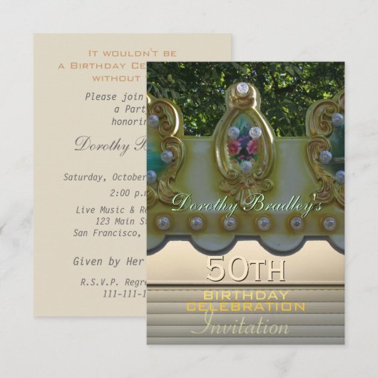 50. Geburtstag Feier Carousel Custom Einladung (Vorne/Hinten)