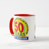 50. Geburtstag feiern 50 Jahre mit Namen Tasse (Vorderseite Links)