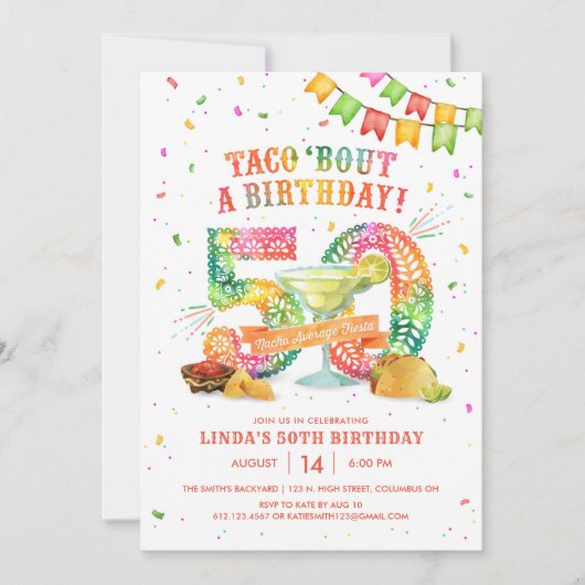 50. Geburtstag Fiesta Einladung (Vorderseite)