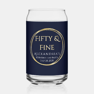 50. Geburtstag Fifty and Fine Navy Gold Custom Dosenglas