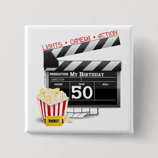 50. Geburtstag Filmthema Button (Vorderseite)