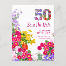 50. Geburtstag Floral Modern Save the Date