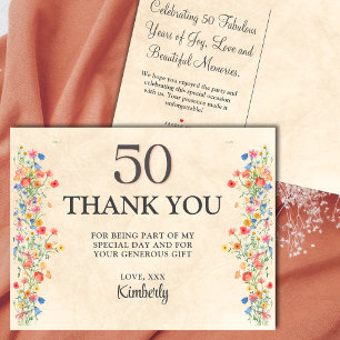 50. Geburtstag Florale Eleganz 50 Jahre Dankeskarte