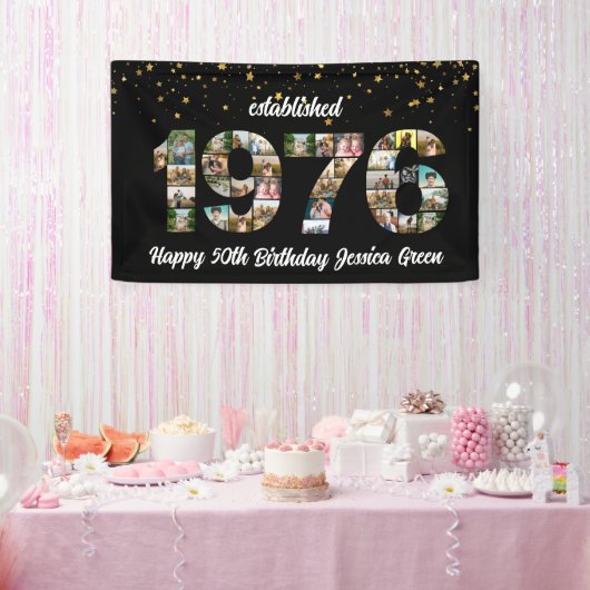 50. Geburtstag Foto-Collage gegründet 1976 Banner (Party)