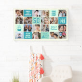 50. Geburtstag Foto-Collage individuell Mintgrün T Banner (Insitu)