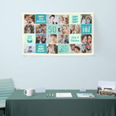 50. Geburtstag Foto-Collage individuell Mintgrün T Banner (Messeveranstaltung)