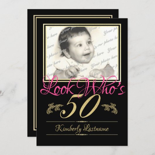50. Geburtstag Foto Einladung (Vorne/Hinten)