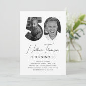 50. Geburtstag Foto Einladung (Stehend Vorderseite)