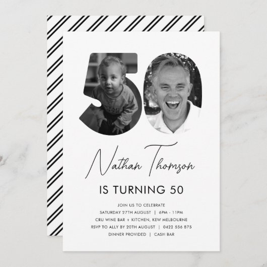 50. Geburtstag Foto Einladung (Vorne/Hinten)