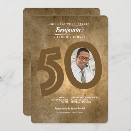 50. Geburtstag Foto Einladung (Vorne/Hinten)