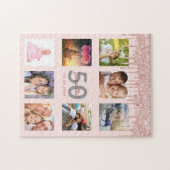 50. Geburtstag Foto Glitzer Tropfen Rose Gold Rosa Puzzle (Horizontal)