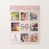 50. Geburtstag Foto Glitzer Tropfen Rose Gold Rosa Puzzle (Vertikal)