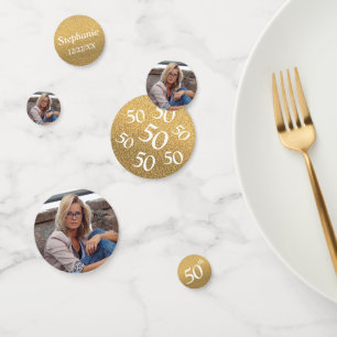 50. Geburtstag Foto Gold Glitzer Table Konfetti