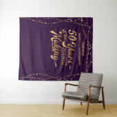 50. Geburtstag Foto Hintergrund Lila und Gold Wandteppich (Beispiel (Horizontal))
