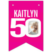 50. Geburtstag Foto pink weiß Wimpelkette (Erste Fahne)