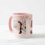 50. Geburtstag Foto Rosa Rosa Gold Tropfen Tasse (Vorderseite Links)