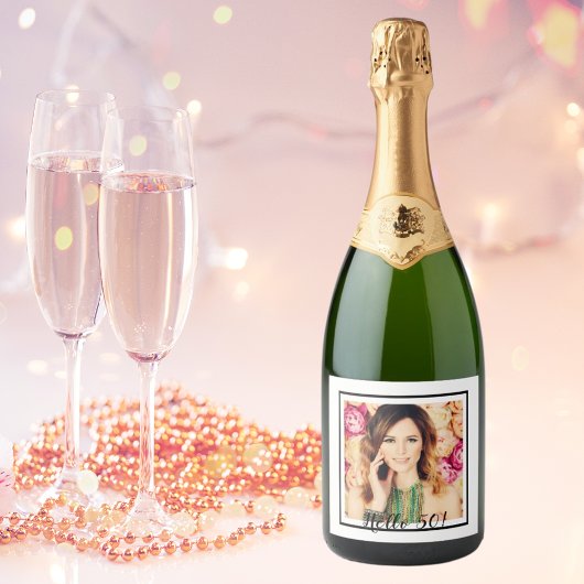 50. Geburtstag Foto Schwarz Schaumweinetikett