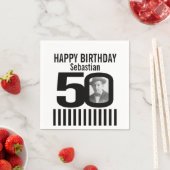 50. Geburtstag Foto schwarz Streifen Foto Serviett Serviette (Beispiel)