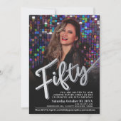 50. Geburtstag Foto-Skript schwarzer Sliver Einladung (Vorderseite)